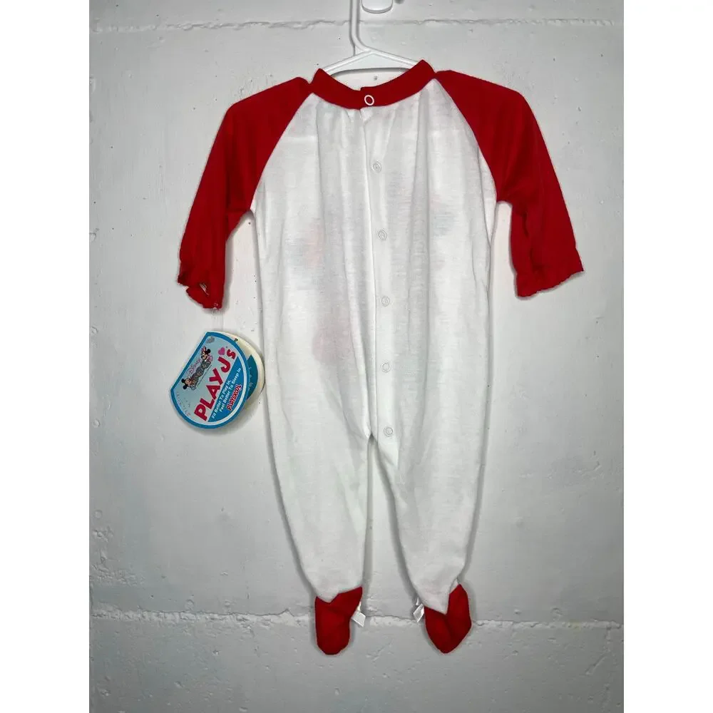 NEW Vintage 1984 Walt Disney Co Christmas One Piece Footie Mickey Minnie NEWBORN